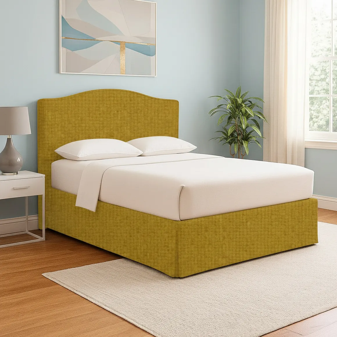 Letti Contenitore|Letti Singoli > Dmora Letto Singolo Sfoderabile Contenitore, Dimensione Materasso 90x200 cm - Iudica Giallo Ocra