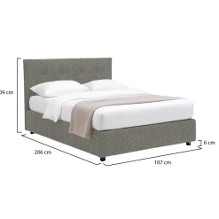 Letti Singoli > Dmora Letto Singolo Sfoderabile Contenitore, Dimensione Materasso 90x190 cm - Fiumalbo Grigio Cenere