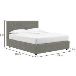 Letto Singolo Grigio Cenere Sfoderabile Contenitore, Dimensione Materasso 90x190 cm - Racines