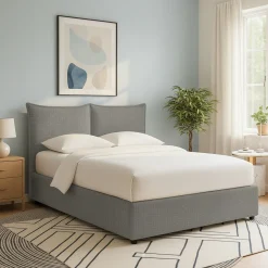 Letti Contenitore|Letti Singoli > Dmora Letto Singolo Sfoderabile Contenitore, Dimensione Materasso 90x190 cm - Sinio Grigio Cenere