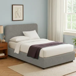 Letto Singolo Grigio Cenere Sfoderabile Contenitore, Dimensione Materasso 90x200 cm - Serrone
