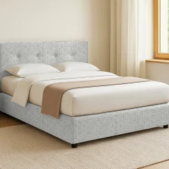 Letti Contenitore|Letti Singoli > Dmora Letto Singolo Sfoderabile Contenitore, Dimensione Materasso 90x190 cm - Fiumalbo Grigio Chiaro