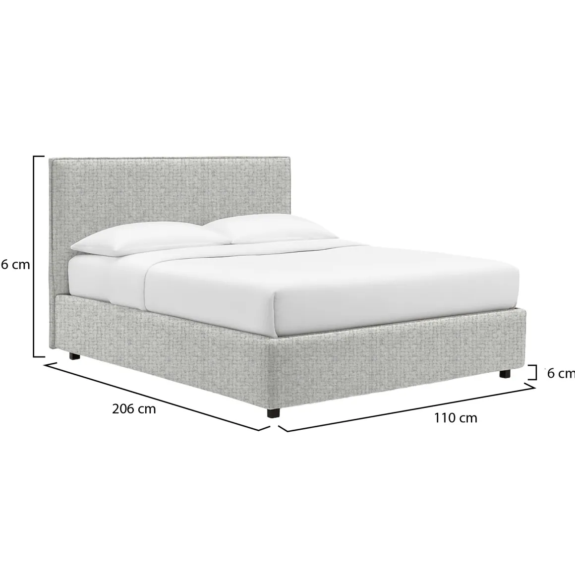 Letti Contenitore|Letti Singoli > Dmora Letto Singolo Sfoderabile Contenitore, Dimensione Materasso 90x190 cm - Ripi Grigio Chiaro