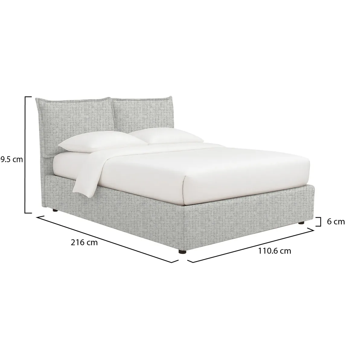 Letti Contenitore|Letti Singoli > Dmora Letto Singolo Sfoderabile Contenitore, Dimensione Materasso 90x190 cm - Sinio Grigio Chiaro