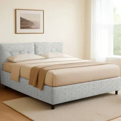 Letti Contenitore|Letti Singoli > Dmora Letto Singolo Sfoderabile Contenitore, Dimensione Materasso 90x190 cm - Supino Grigio Chiaro