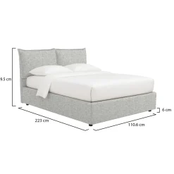 Letti Contenitore|Letti Singoli > Dmora Letto Singolo Sfoderabile Contenitore, Dimensione Materasso 90x200 cm - Maccagno Grigio Chiaro