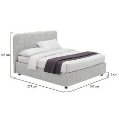 Letto Singolo Grigio Chiaro Sfoderabile Contenitore, Dimensione Materasso 90x200 cm - Serrone