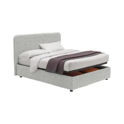 Letto Singolo Grigio Chiaro Sfoderabile Contenitore, Dimensione Materasso 90x200 cm - Serrone