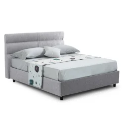 Letti Contenitore|Letti Singoli > Dmora Letto Singolo Materasso Incluso Sfoderabile, Contenitore Made in Italy - Adalpina Grigio