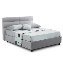Letto Singolo Grigio Materasso Incluso Sfoderabile, Contenitore Made in Italy - Brendola