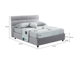 Letto Singolo Grigio Materasso Incluso Sfoderabile, Contenitore Made in Italy - Brendola