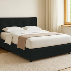 Letti Contenitore|Letti Singoli > Dmora Letto Singolo Sfoderabile Contenitore, Dimensione Materasso 90x190 cm - Fiumalbo Grigio Scuro