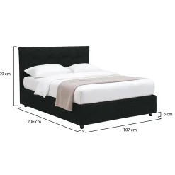 Letti Contenitore|Letti Singoli > Dmora Letto Singolo Sfoderabile Contenitore, Dimensione Materasso 90x190 cm - Fiumalbo Grigio Scuro