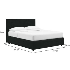 Letto Singolo Grigio Scuro Sfoderabile Contenitore, Dimensione Materasso 90x190 cm - Racines