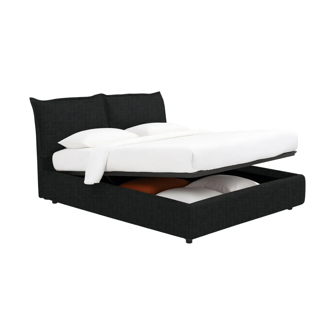 Letti Contenitore|Letti Singoli > Dmora Letto Singolo Sfoderabile Contenitore, Dimensione Materasso 90x190 cm - Sinio Grigio Scuro