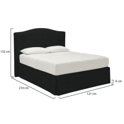 Letti Contenitore|Letti Singoli > Dmora Letto Singolo Sfoderabile Contenitore, Dimensione Materasso 90x200 cm - Iudica Grigio Scuro
