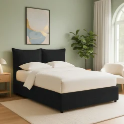 Letti Contenitore|Letti Singoli > Dmora Letto Singolo Sfoderabile Contenitore, Dimensione Materasso 90x200 cm - Maccagno Grigio Scuro