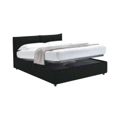 Letto Singolo Grigio Scuro Sfoderabile Contenitore, Dimensione Materasso 90x200 cm - Nocara