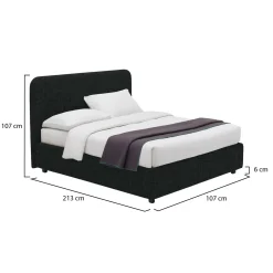 Letto Singolo Grigio Scuro Sfoderabile Contenitore, Dimensione Materasso 90x200 cm - Serrone