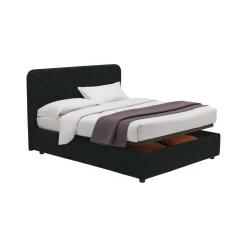 Letto Singolo Grigio Scuro Sfoderabile Contenitore, Dimensione Materasso 90x200 cm - Serrone