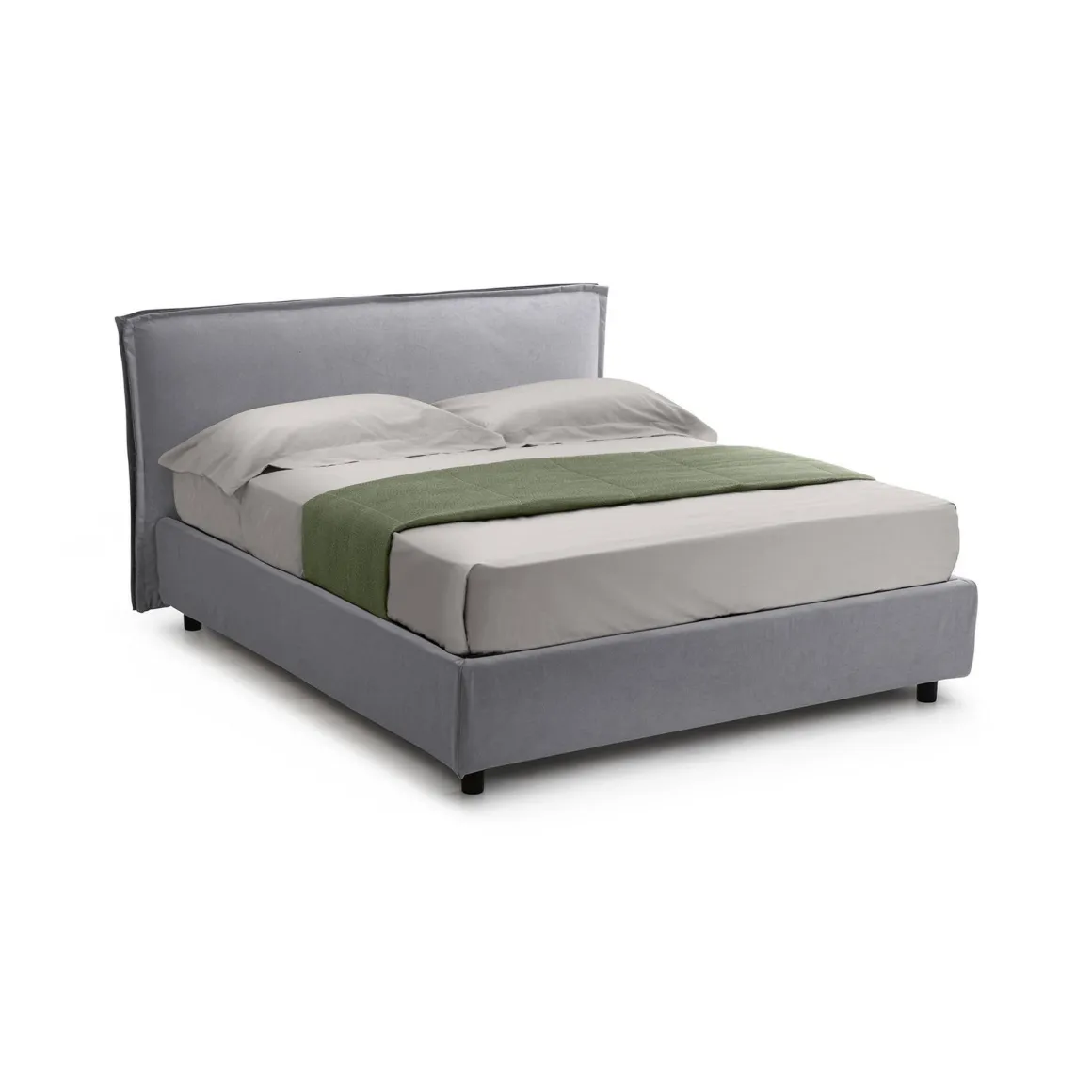 Letto Singolo Grigio Sfoderabile Contenitore, Dimensione Materasso 80x200 cm Made in Italy - Bruino