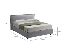 Letto Singolo Grigio Sfoderabile Contenitore, Dimensione Materasso 80x200 cm Made in Italy - Bruino