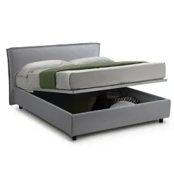 Letto Singolo Grigio Sfoderabile Contenitore, Dimensione Materasso 80x200 cm Made in Italy - Bruino