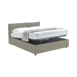 Letto Singolo Grigio Sfoderabile Contenitore, Dimensione Materasso 90x190 cm - Stazzano