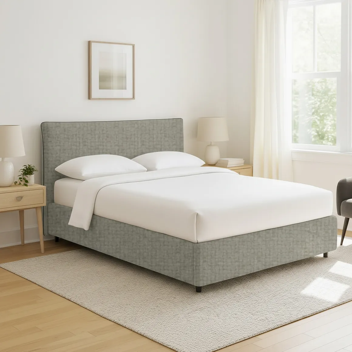 Letto Singolo Grigio Sfoderabile Contenitore, Dimensione Materasso 90x200 cm - Carbone