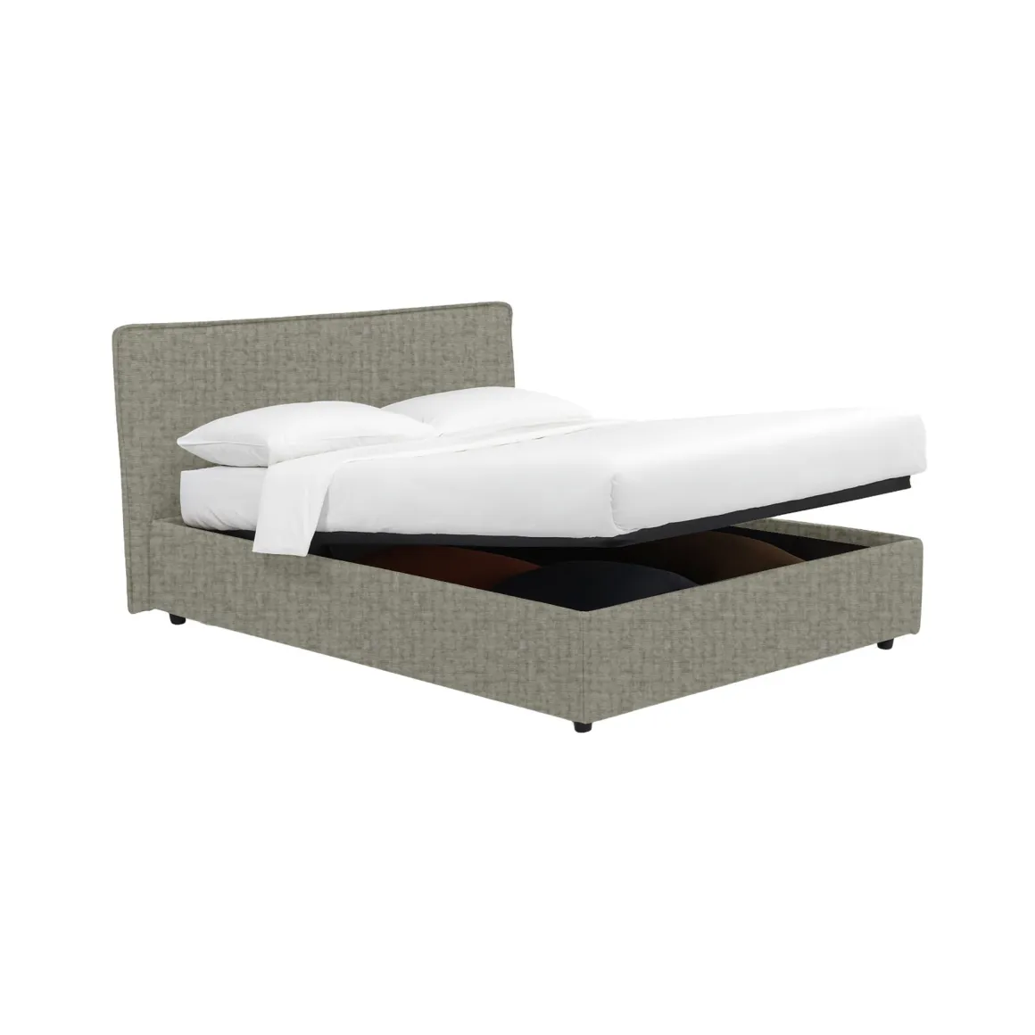 Letto Singolo Grigio Sfoderabile Contenitore, Dimensione Materasso 90x200 cm - Carbone