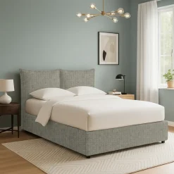 Letti Contenitore|Letti Singoli > Dmora Letto Singolo Grigio Sfoderabile Contenitore, Dimensione Materasso 90x200 cm - Maccagno Grigio Sabbia