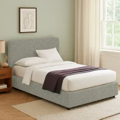 Letto Singolo Grigio Sfoderabile Contenitore, Dimensione Materasso 90x200 cm - Serrone