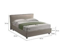 Letti Contenitore|Letti Singoli > Dmora Letto Singolo Materasso Incluso Sfoderabile, Contenitore Made in Italy - Atrelmo Grigio Tortora
