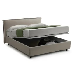 Letti Contenitore|Letti Singoli > Dmora Letto Singolo Materasso Incluso Sfoderabile, Contenitore Made in Italy - Atrelmo Grigio Tortora