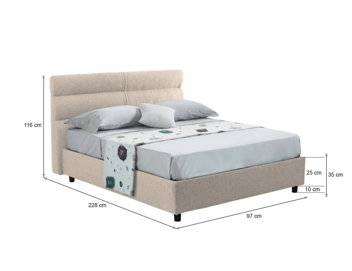 Letti Contenitore|Letti Singoli > Dmora Letto Singolo Sfoderabile Contenitore, Dimensione Materasso 80x200 cm Made in Italy - Bruino Grigio Tortora