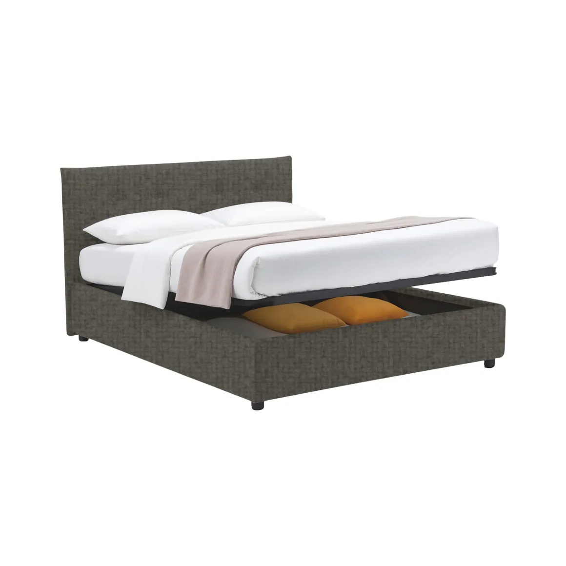 Letti Contenitore|Letti Singoli > Dmora Letto Singolo Grigio Tortora Sfoderabile Contenitore, Dimensione Materasso 90x190 cm - Orvieto Grigio Antracite