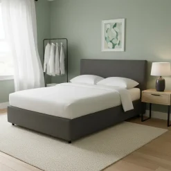 Letti Contenitore|Letti Singoli > Dmora Letto Singolo Grigio Tortora Sfoderabile Contenitore, Dimensione Materasso 90x190 cm - Racines Grigio Antracite