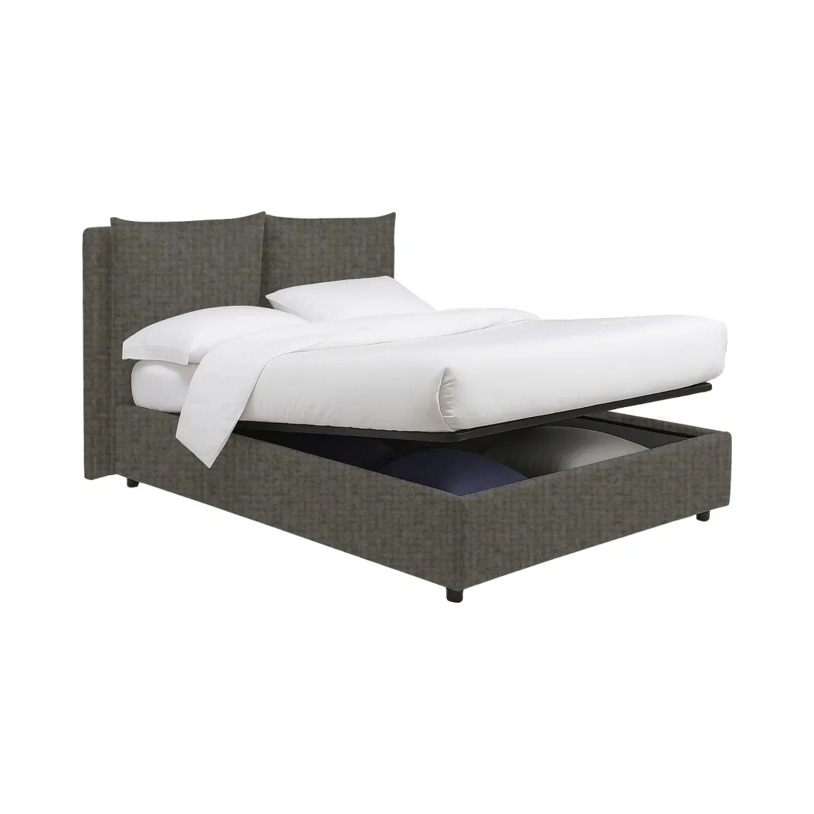 Letto Singolo Grigio Tortora Sfoderabile Contenitore, Dimensione Materasso 90x190 cm - Ripi