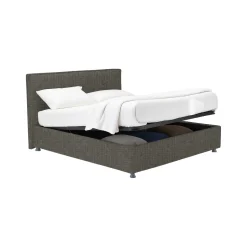 Letto Singolo Grigio Tortora Sfoderabile Contenitore, Dimensione Materasso 90x190 cm - Sinio