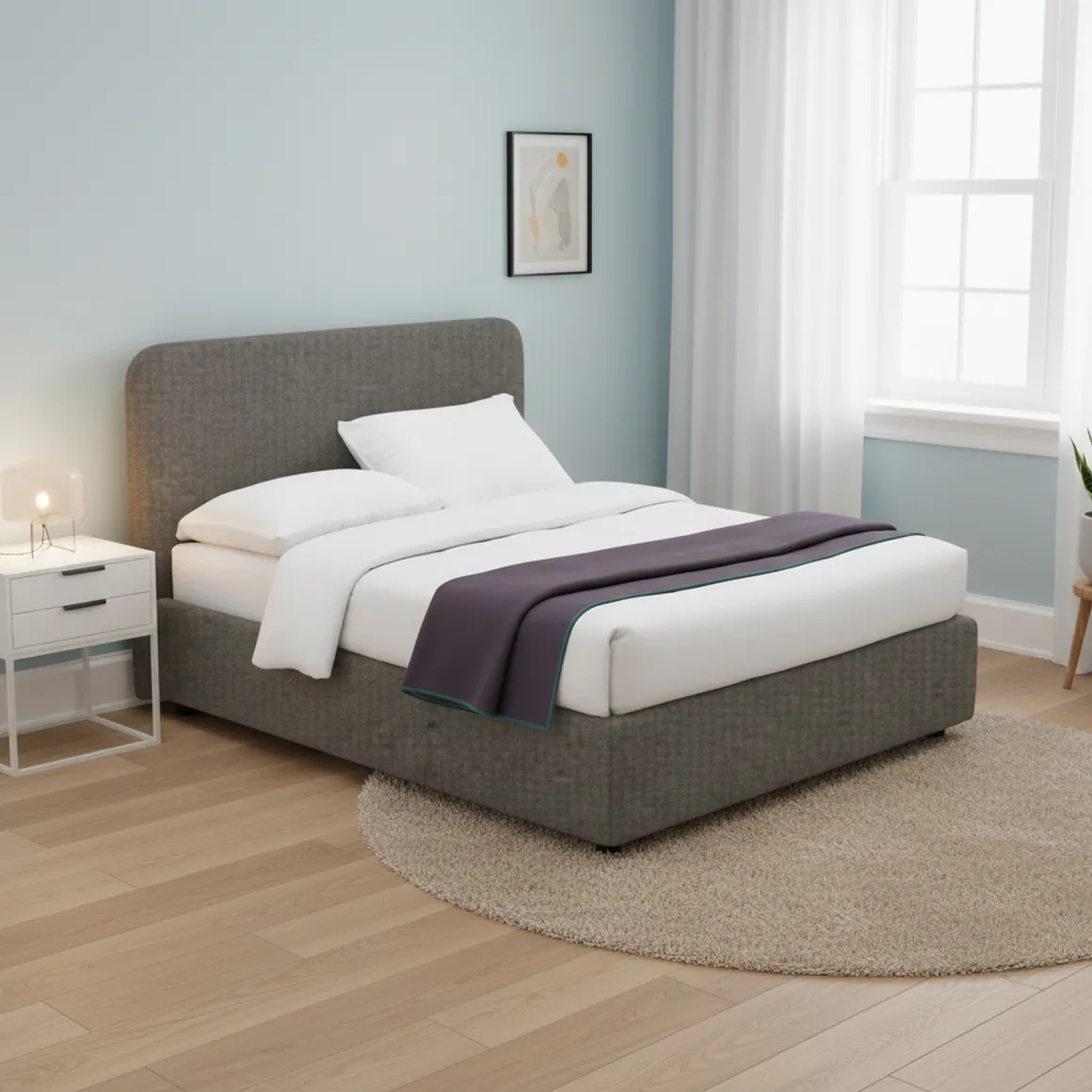 Letto Singolo Grigio Tortora Sfoderabile Contenitore, Dimensione Materasso 90x190 cm - Supino