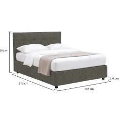 Letti Contenitore > Dmora Letto Singolo Grigio Tortora Sfoderabile Contenitore, Dimensione Materasso 90x200 cm - Copparo Grigio Antracite