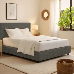 Letti Contenitore|Letti Singoli > Dmora Letto Singolo Grigio Tortora Sfoderabile Contenitore, Dimensione Materasso 90x200 cm - Lapedona Grigio Antracite