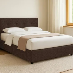 Letti Contenitore|Letti Singoli > Dmora Letto Singolo Sfoderabile Contenitore, Dimensione Materasso 90x190 cm - Fiumalbo Marrone