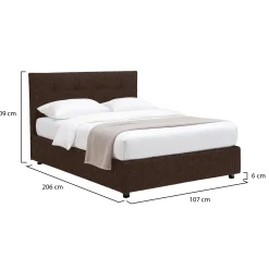 Letti Contenitore|Letti Singoli > Dmora Letto Singolo Sfoderabile Contenitore, Dimensione Materasso 90x190 cm - Fiumalbo Marrone