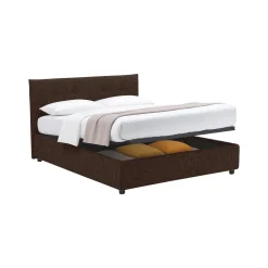 Letti Contenitore|Letti Singoli > Dmora Letto Singolo Sfoderabile Contenitore, Dimensione Materasso 90x190 cm - Fiumalbo Marrone