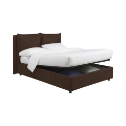 Letti Contenitore|Letti Singoli > Dmora Letto Singolo Sfoderabile Contenitore, Dimensione Materasso 90x190 cm - Ripi Marrone