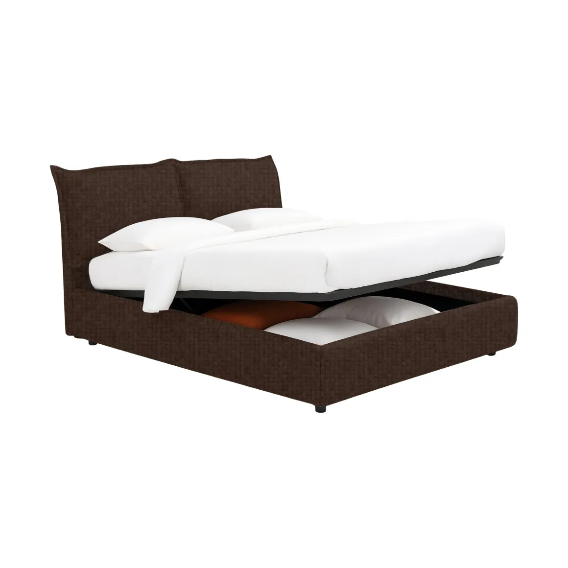 Letti Contenitore|Letti Singoli > Dmora Letto Singolo Sfoderabile Contenitore, Dimensione Materasso 90x190 cm - Sinio Marrone