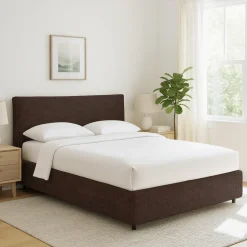 Letti Contenitore|Letti Singoli > Dmora Letto Singolo Sfoderabile Contenitore, Dimensione Materasso 90x200 cm - Cerzeto Marrone