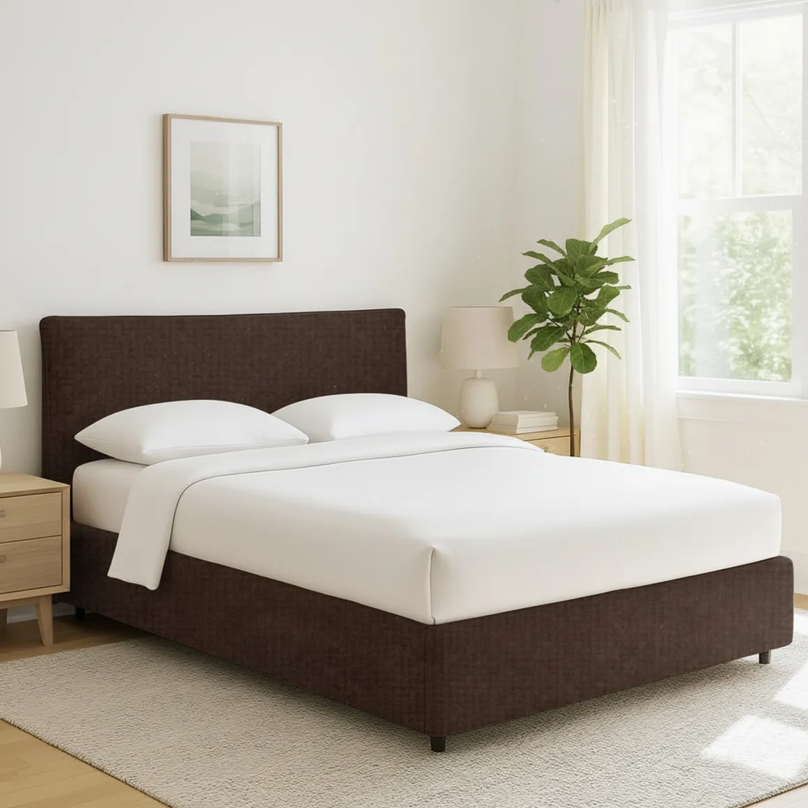 Letto Singolo Marrone Sfoderabile Contenitore, Dimensione Materasso 90x200 cm - Carbone
