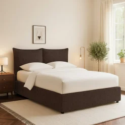 Letti Contenitore|Letti Singoli > Dmora Letto Singolo Sfoderabile Contenitore, Dimensione Materasso 90x200 cm - Maccagno Marrone